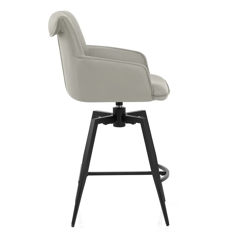 Tabouret Cuir Véritable - Camden Gris