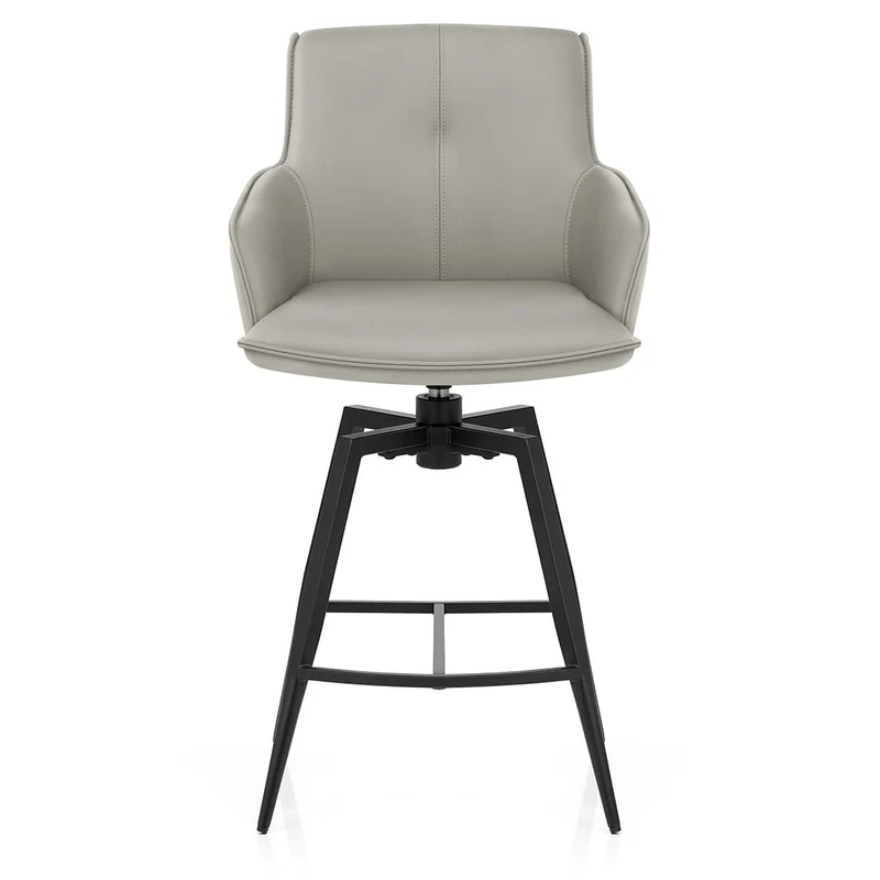 Tabouret Cuir Véritable - Camden Gris
