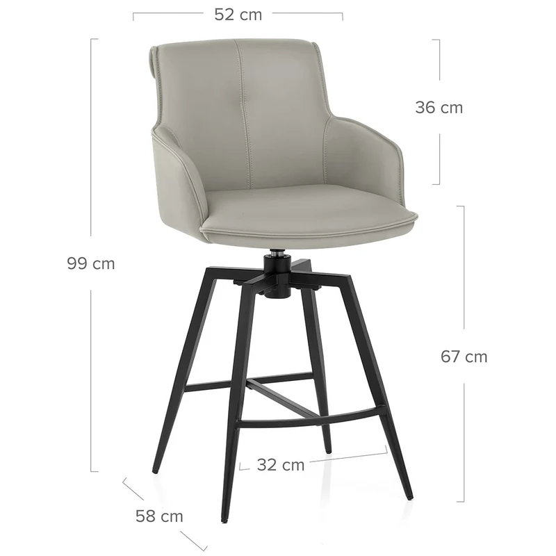 Tabouret Cuir Véritable - Camden Gris