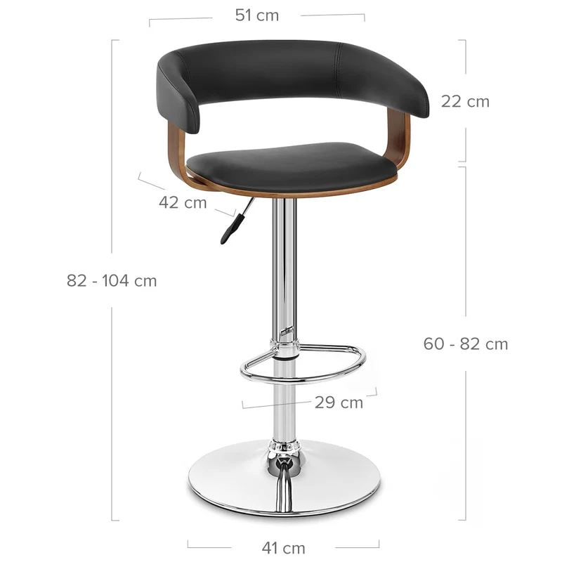 Chaise de Bar Bois Chrome - Orlando Noir