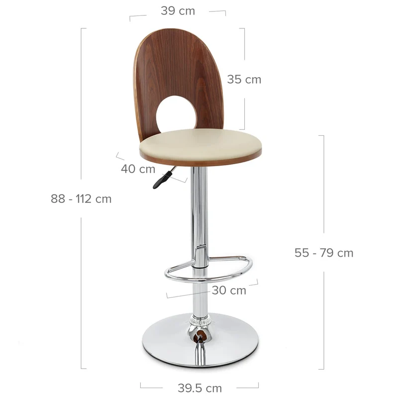 Chaise de Bar Bois Chrome - Bolero Crème