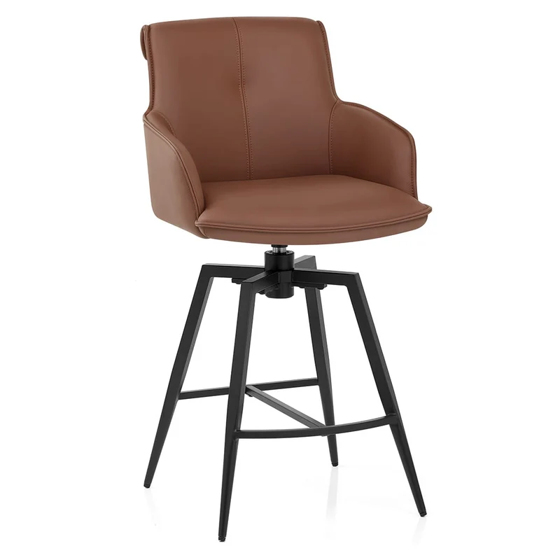 Tabouret Cuir Véritable - Camden Marron