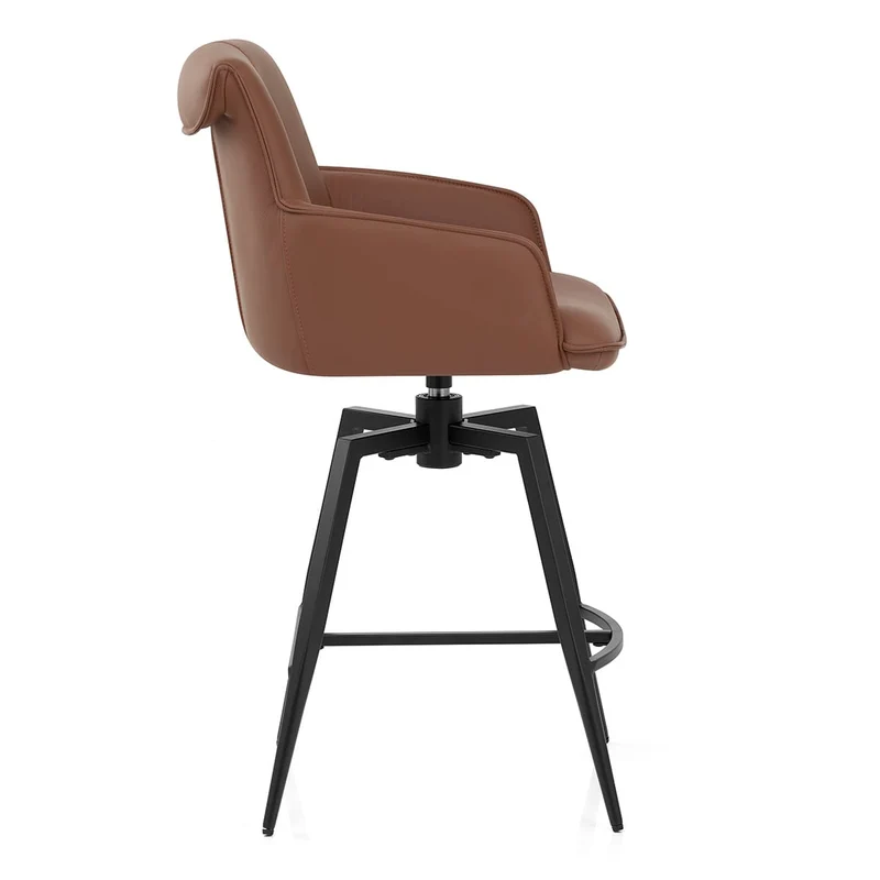 Tabouret Cuir Véritable - Camden Marron