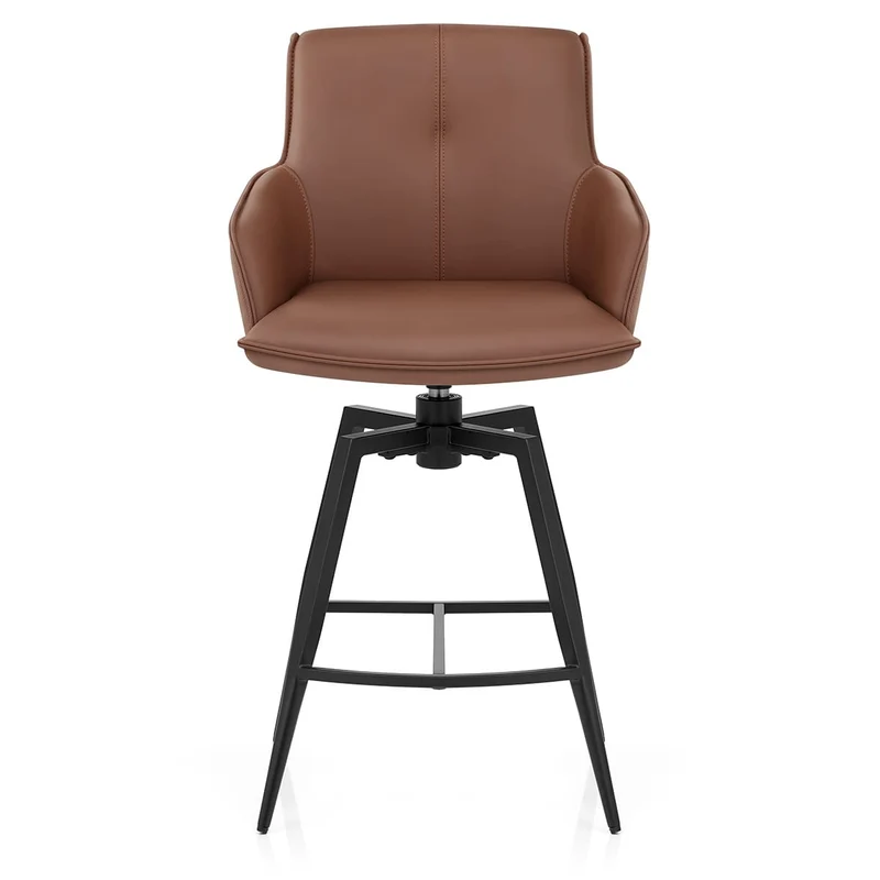 Tabouret Cuir Véritable - Camden Marron