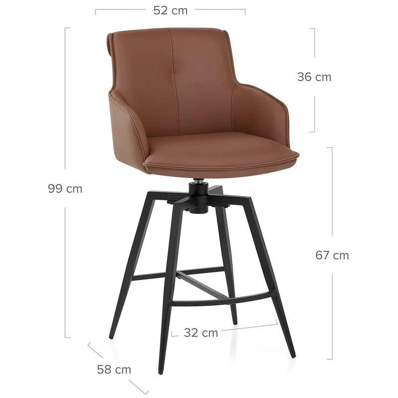 Tabouret Cuir Véritable - Camden Marron