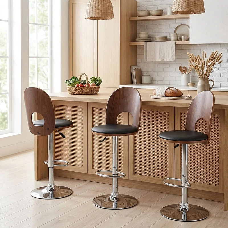 Chaise de Bar Bois Chrome - Bolero Noir