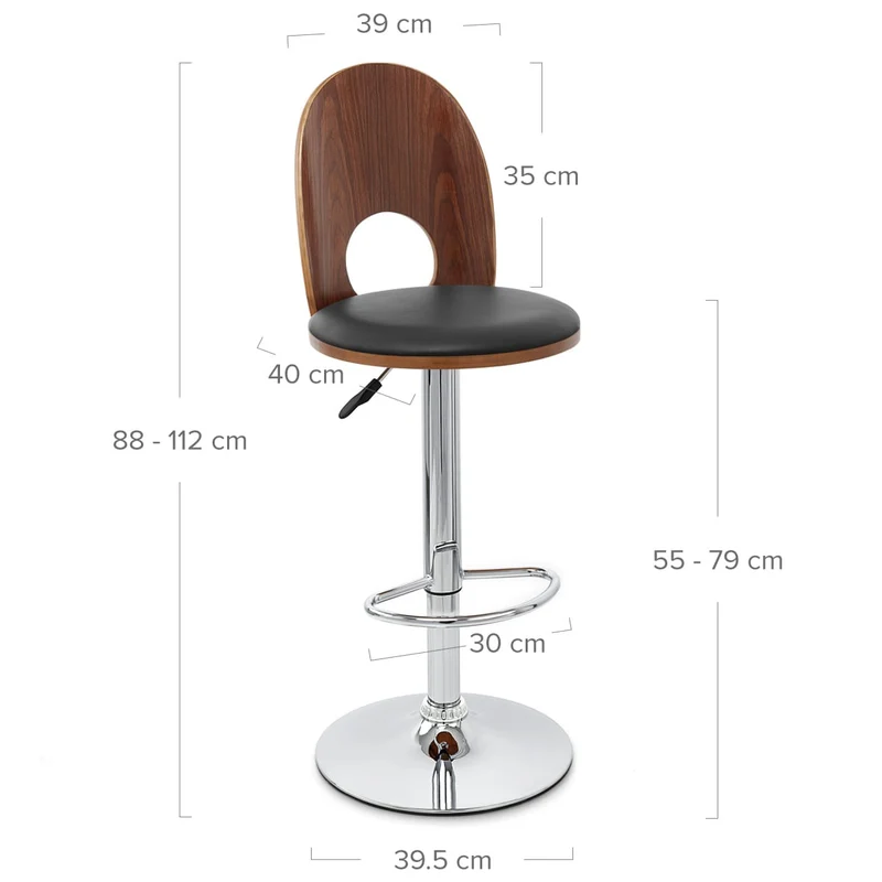 Chaise de Bar Bois Chrome - Bolero Noir