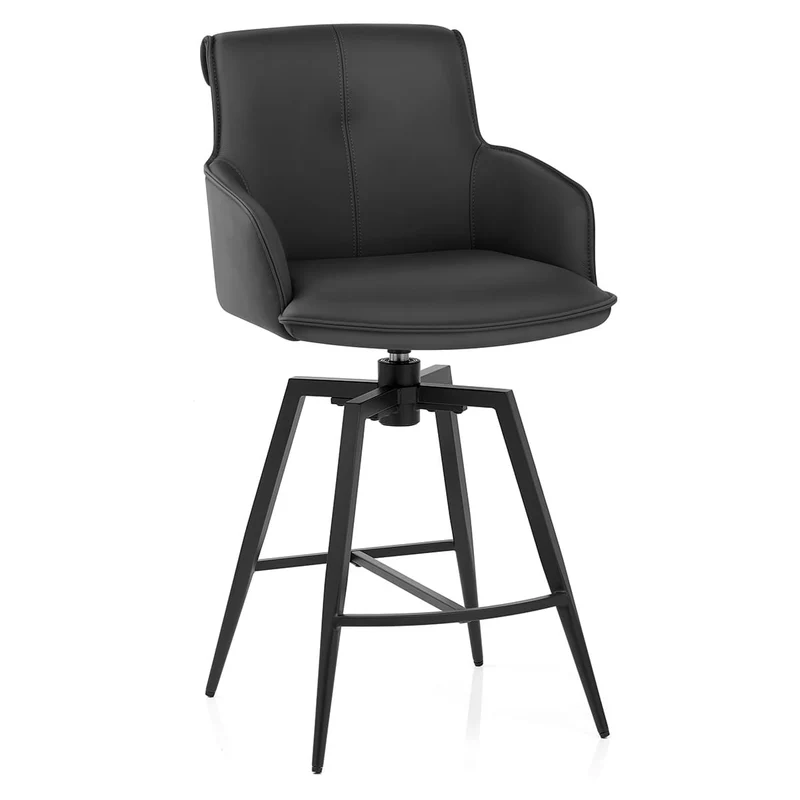 Tabouret Cuir Véritable - Camden Noir
