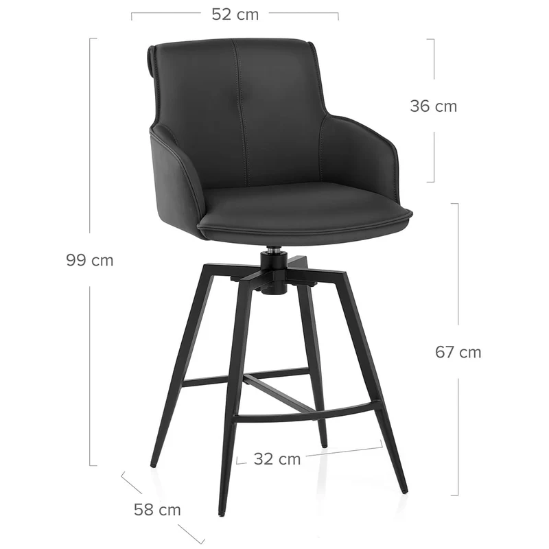 Tabouret Cuir Véritable - Camden Noir