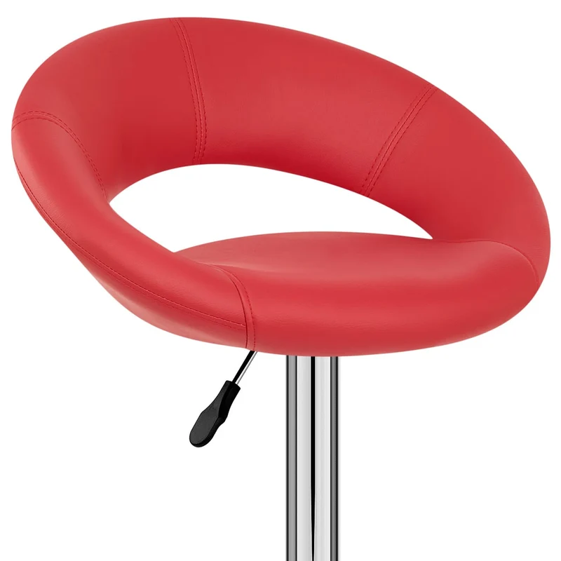 Chaise de Bar Faux Cuir Chrome - Crescent Matelassé Rouge