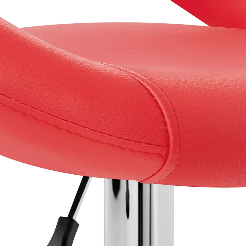 Chaise de Bar Faux Cuir Chrome - Crescent Matelassé Rouge