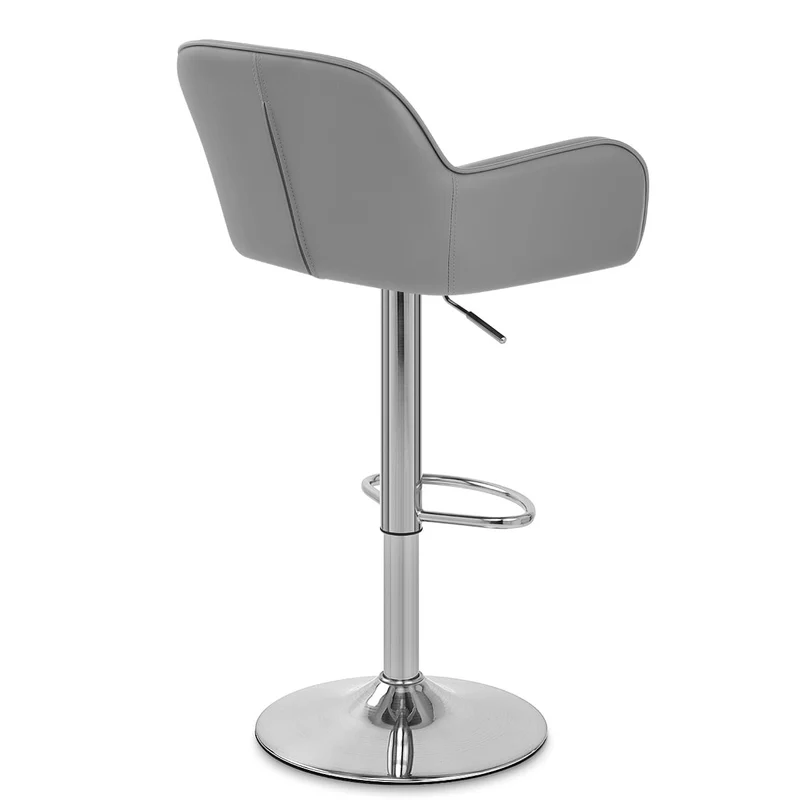 Chaise de Bar Chrome Brossé Faux Cuir - Berlin Gris