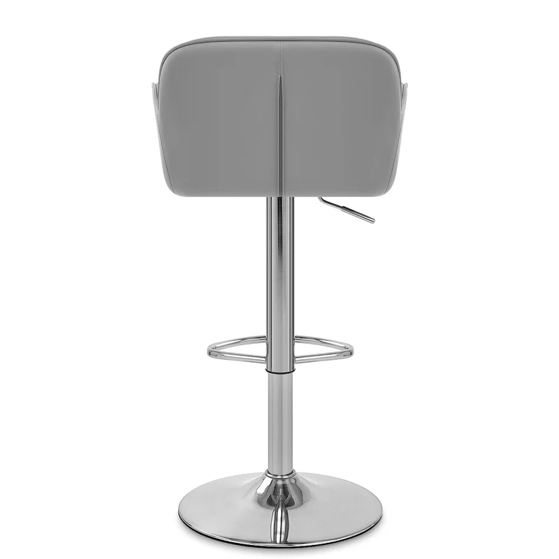 Chaise de Bar Chrome Brossé Faux Cuir - Berlin Gris