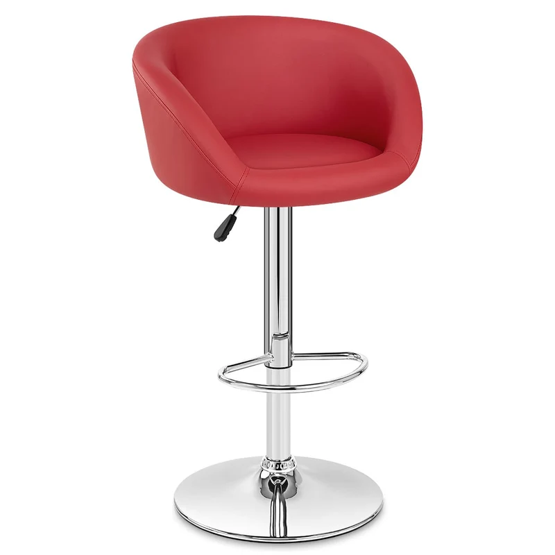 Chaise de Bar Faux Cuir Chrome - Eclipse Rouge