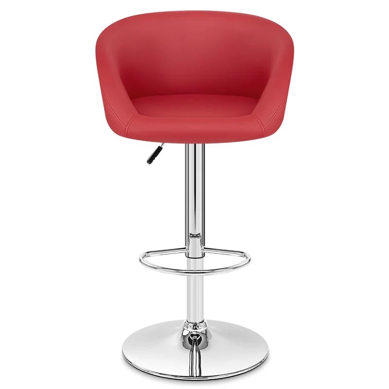 Chaise de Bar Faux Cuir Chrome - Eclipse Rouge