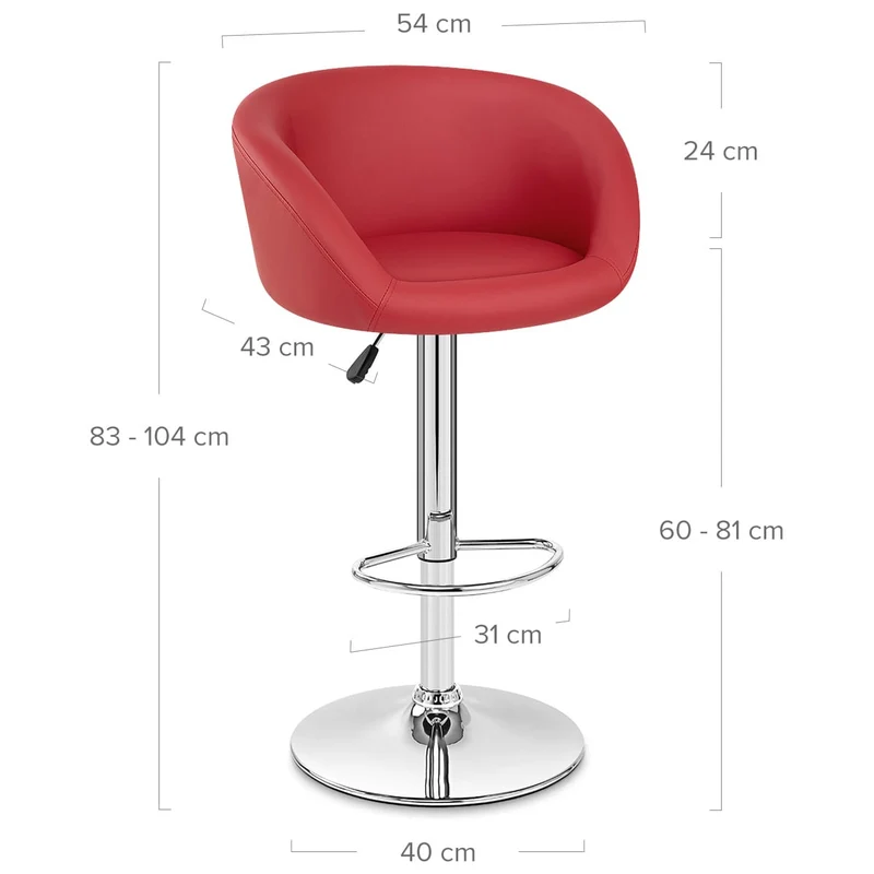 Chaise de Bar Faux Cuir Chrome - Eclipse Rouge