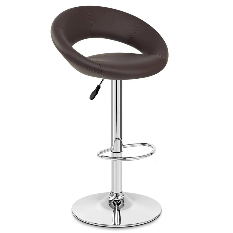 Chaise de Bar Faux Cuir Chrome - Crescent Matelassé Marron