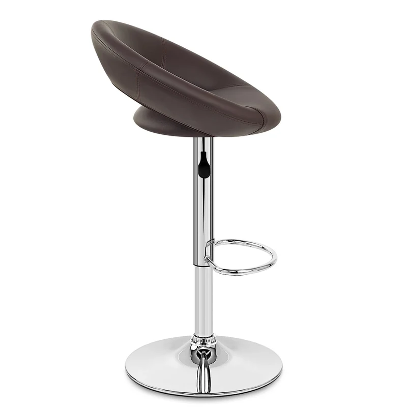Chaise de Bar Faux Cuir Chrome - Crescent Matelassé Marron