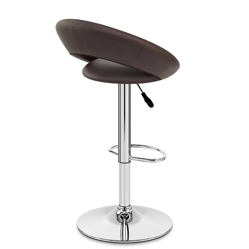 Chaise de Bar Faux Cuir Chrome - Crescent Matelassé Marron