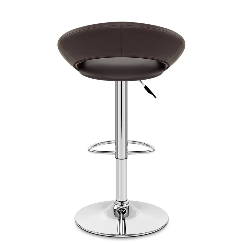 Chaise de Bar Faux Cuir Chrome - Crescent Matelassé Marron