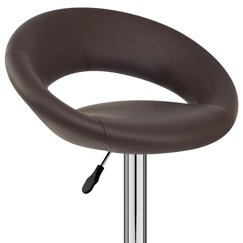 Chaise de Bar Faux Cuir Chrome - Crescent Matelassé Marron