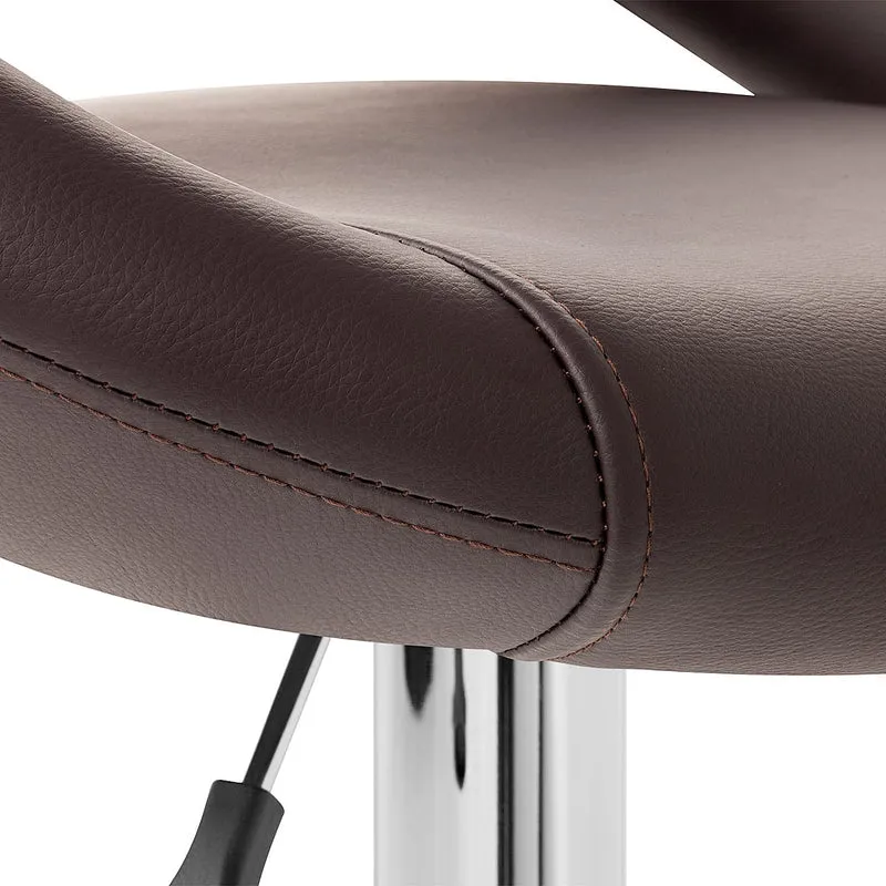 Chaise de Bar Faux Cuir Chrome - Crescent Matelassé Marron