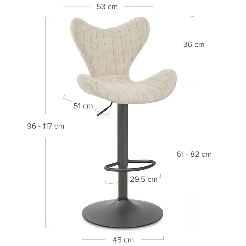 Tabouret Graphite Tissu - BB Swivel Crème