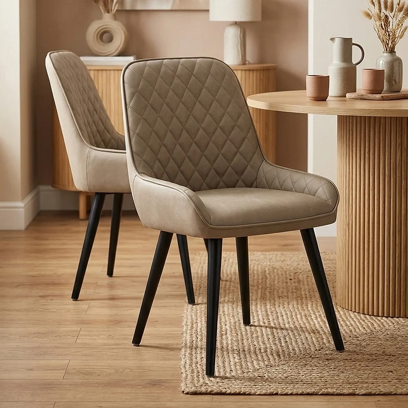 Chaise Faux Cuir - Azure Taupe