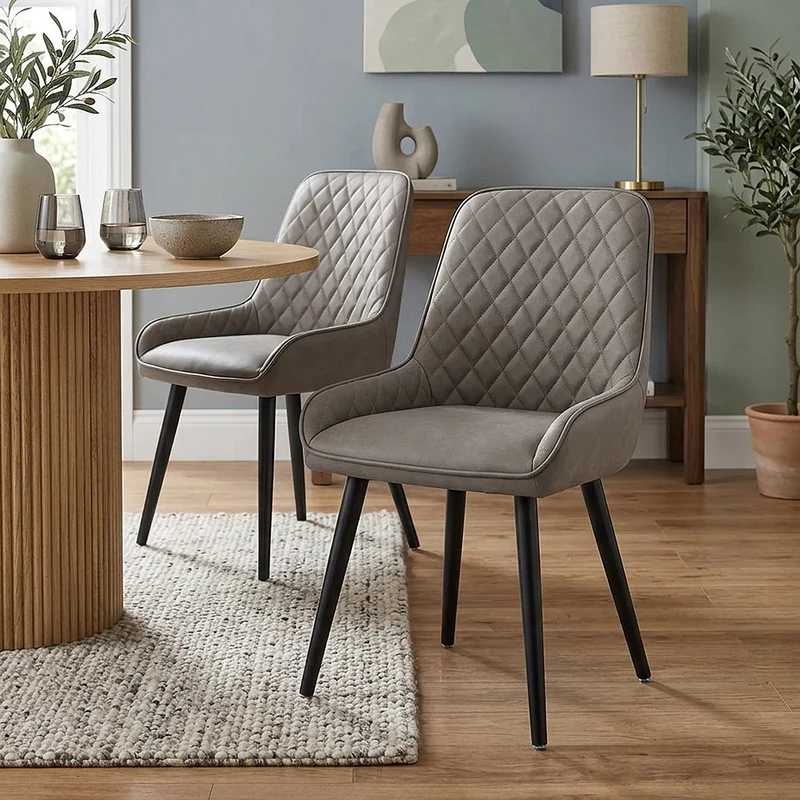 Chaise Faux Cuir - Azure Gris