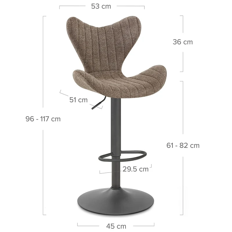 Tabouret Graphite Tissu - BB Swivel Marron
