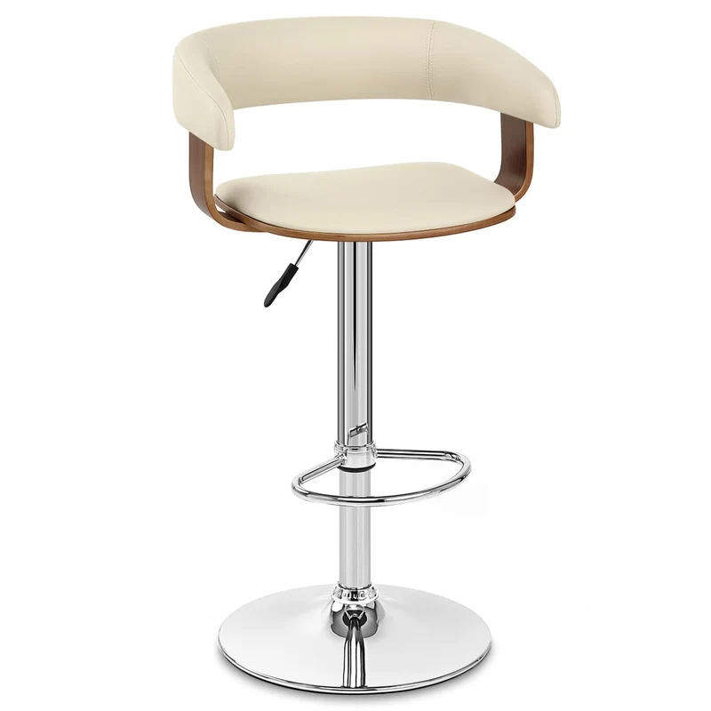 Chaise de Bar Bois Chrome - Orlando Crème