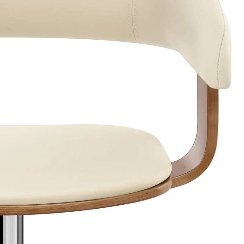 Chaise de Bar Bois Chrome - Orlando Crème