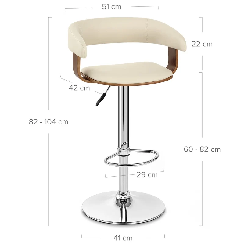 Chaise de Bar Bois Chrome - Orlando Crème