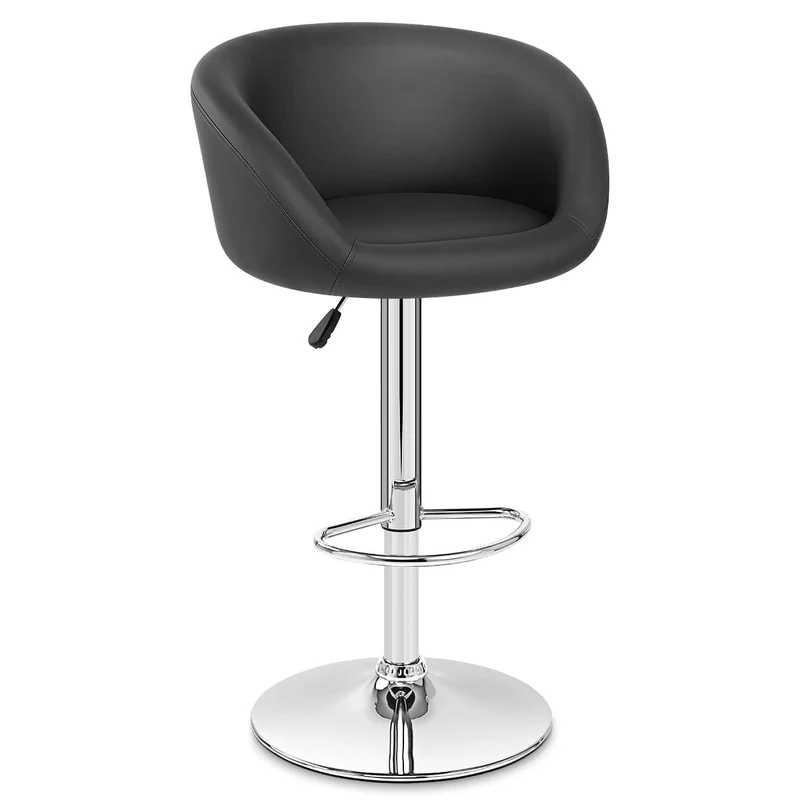 Chaise de Bar Faux Cuir Chrome - Eclipse Noir