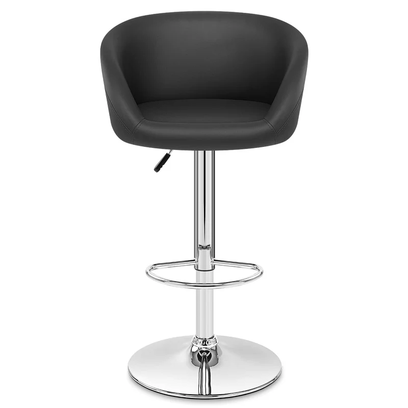 Chaise de Bar Faux Cuir Chrome - Eclipse Noir