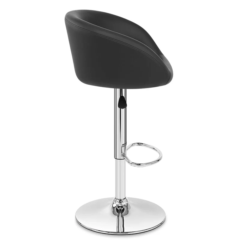 Chaise de Bar Faux Cuir Chrome - Eclipse Noir
