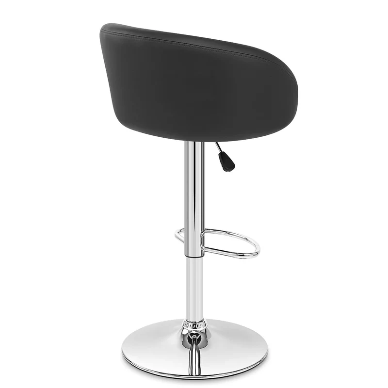 Chaise de Bar Faux Cuir Chrome - Eclipse Noir