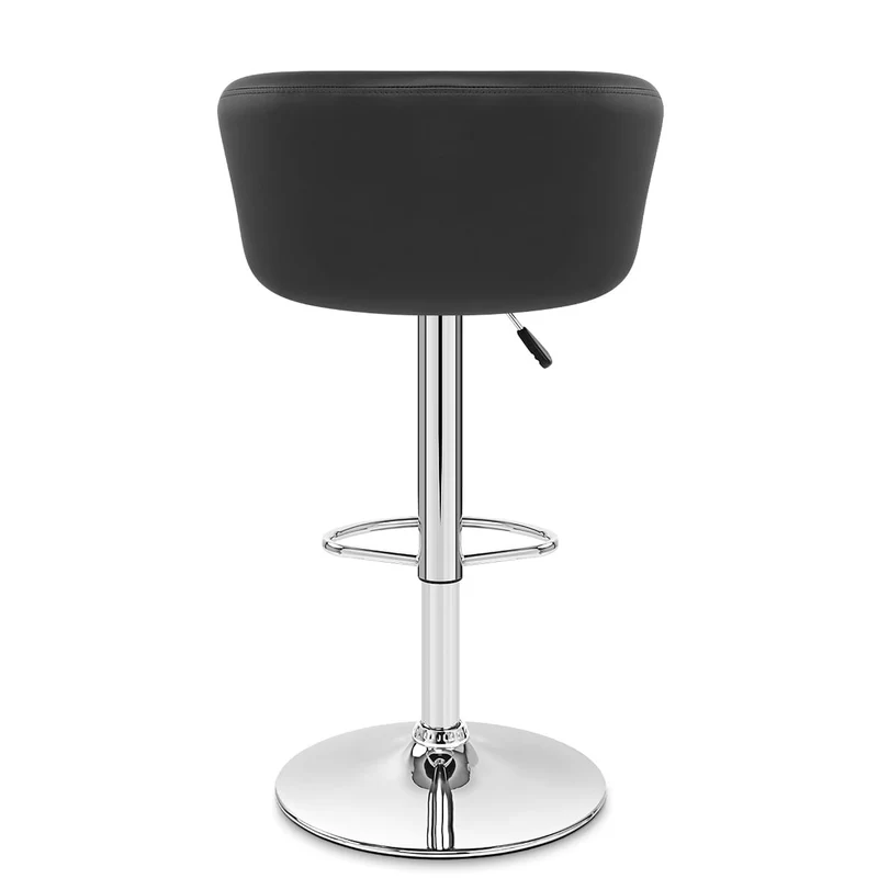 Chaise de Bar Faux Cuir Chrome - Eclipse Noir