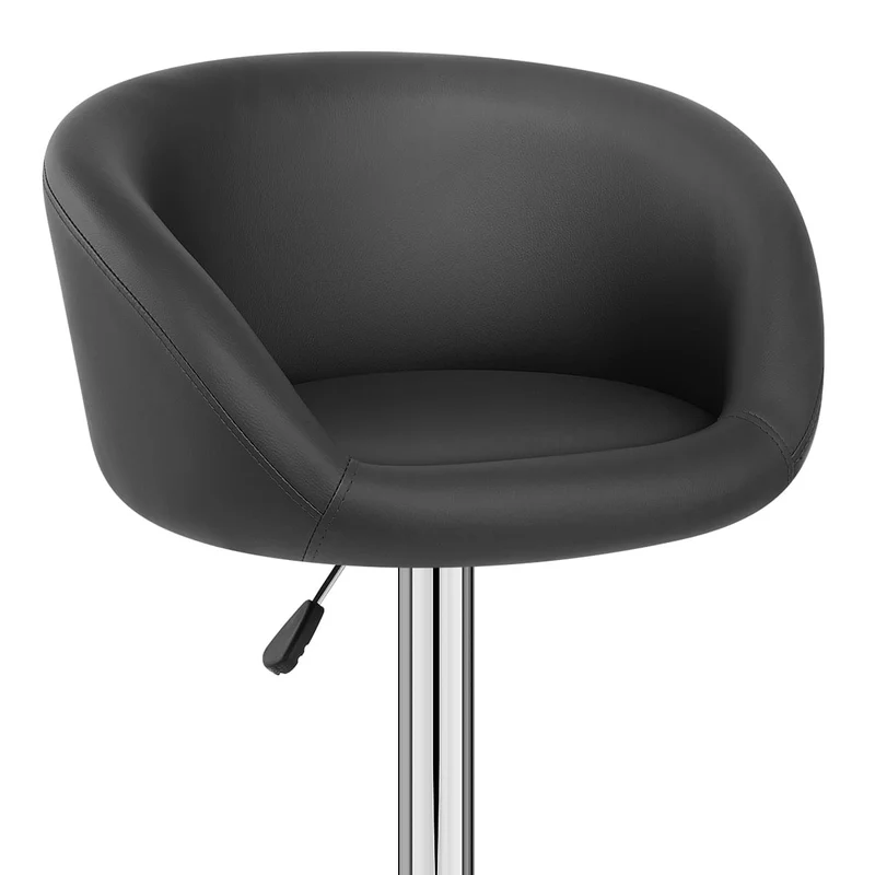 Chaise de Bar Faux Cuir Chrome - Eclipse Noir
