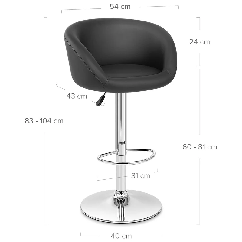 Chaise de Bar Faux Cuir Chrome - Eclipse Noir