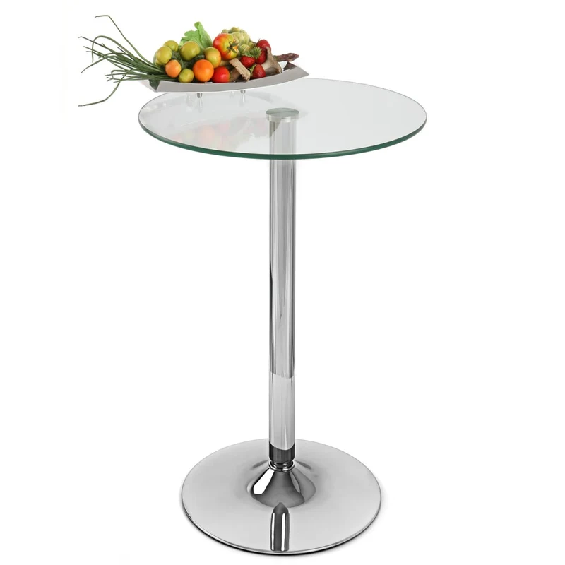 Table de Bar Chrome - Vetro Ronde Transparent