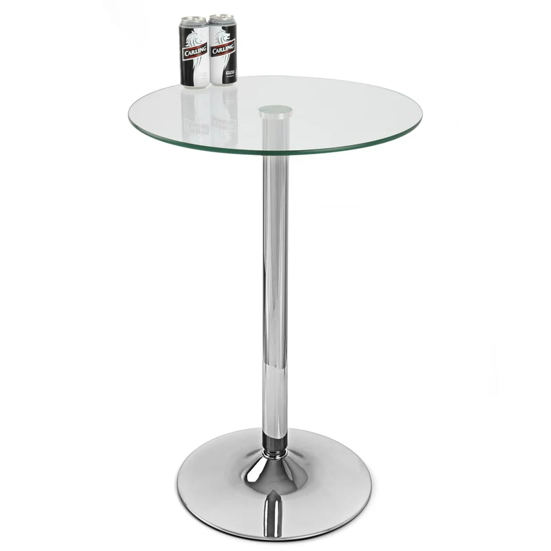 Table de Bar Chrome - Vetro Ronde Transparent