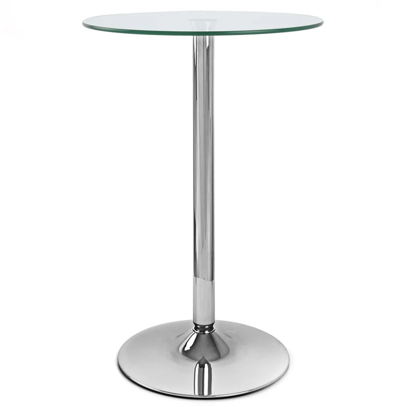 Table de Bar Chrome - Vetro Ronde Transparent