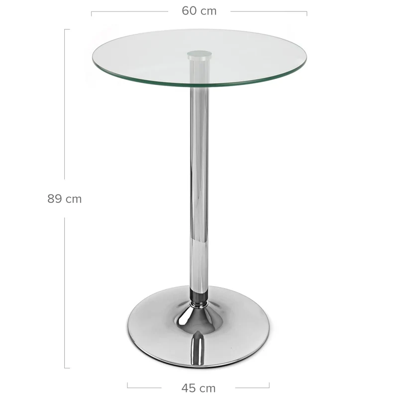 Table de Bar Chrome - Vetro Ronde Transparent