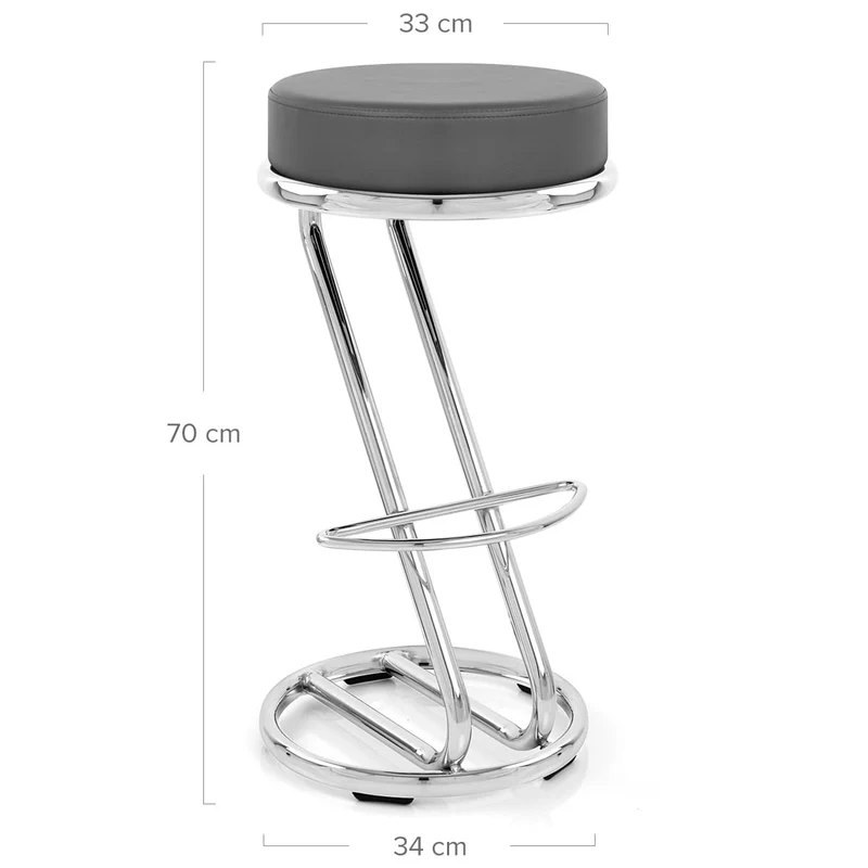 Tabouret Faux Cuir Chrome - Zaza Gris
