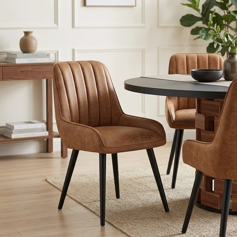 Chaise Faux Cuir - Rosa Marron