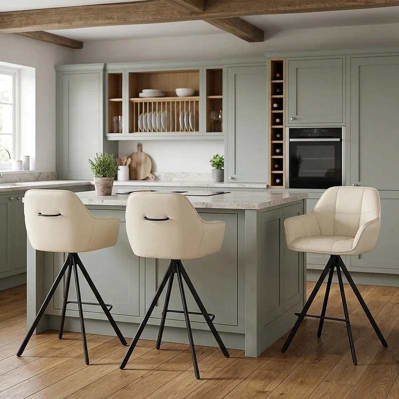 Tabouret Faux Cuir - Venice Crème