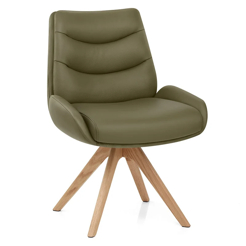 Chaise Bois Cuir Véritable - Madrid Vert