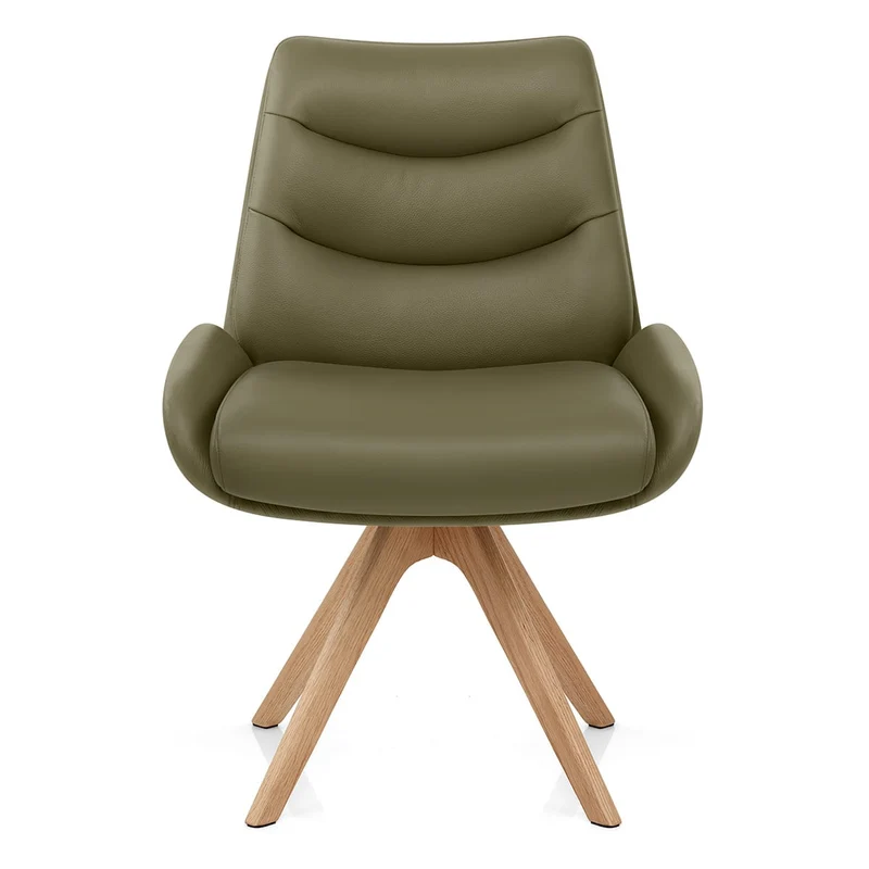 Chaise Bois Cuir Véritable - Madrid Vert