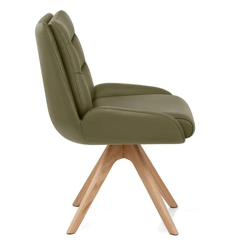 Chaise Bois Cuir Véritable - Madrid Vert